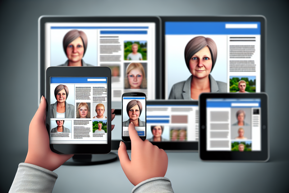 Sådan optimerer du kampagneopsætningen i Displaynetværket med fokus på enhedsbaseret målretning Fotorealistisk illustration af en person, der betragter en række digitale annoncer på forskellige enheder som en smartphone, tablet og desktop computer, illustrerende tilpasning baseret på enhedsbaseret målretning. Person ser på digitale annoncer tilpasset til forskellige enheder som smartphone, tablet og desktop.