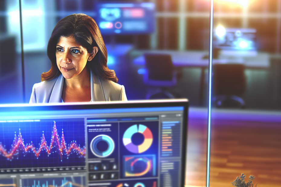 Få mest muligt ud af dine kampagner med præcis annoncesporing og dybdegående brugerdata En marketingfagperson analyserer komplekse datasæt og annoncesporingsgrafikker på en computerskærm i et kontor med high-tech atmosfære.