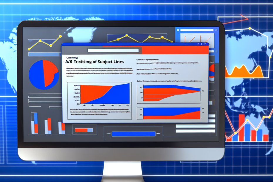 Performancemåling i e-mailkampagner: Få indsigt med brugertilpasset emnelinjetest En skærm med åben e-mail software, der viser A/B-test af emnelinjer, omgivet af diagrammer og analyser af e-mail performance. Alt-text: E-mail markedsføring software åben på en computer med visning af A/B-test af emnelinjer, omringet af performance analyser og diagrammer.