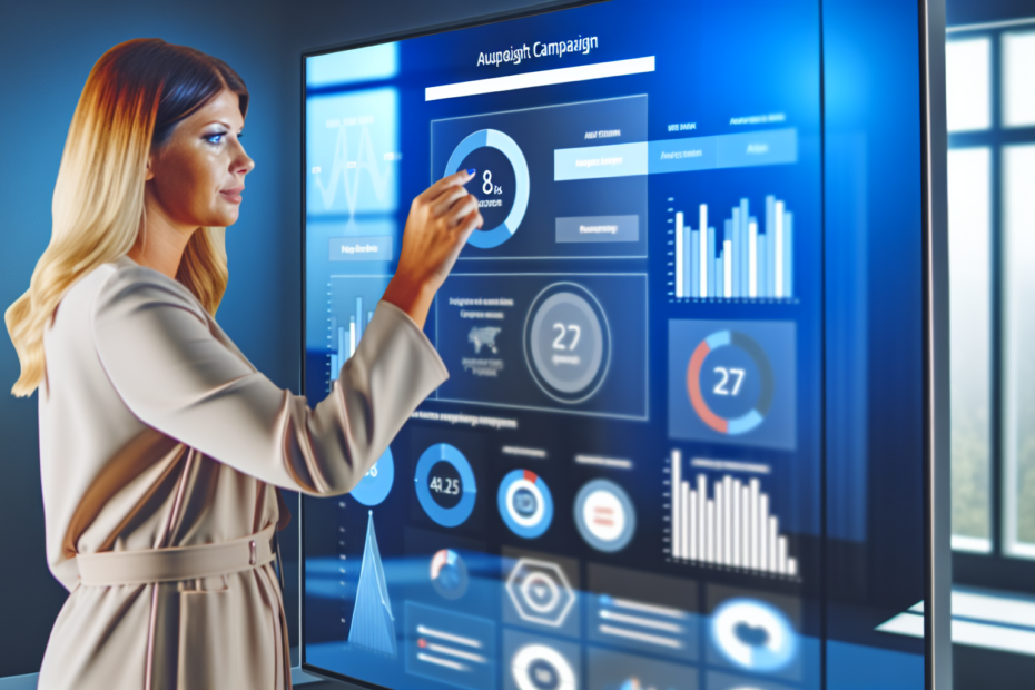 Hvad kampagnedata fortæller dig om dine brugeres adfærd og præferencer En marketing specialist analyserer kampagnedata på en stor skærm, omgivet af grafikker, der viser brugerpræferencer og engagement statistikker. alt="Marketing specialist analyserer kampagnedata på skærm med grafikker af brugerpræferencer og engagement statistikker"