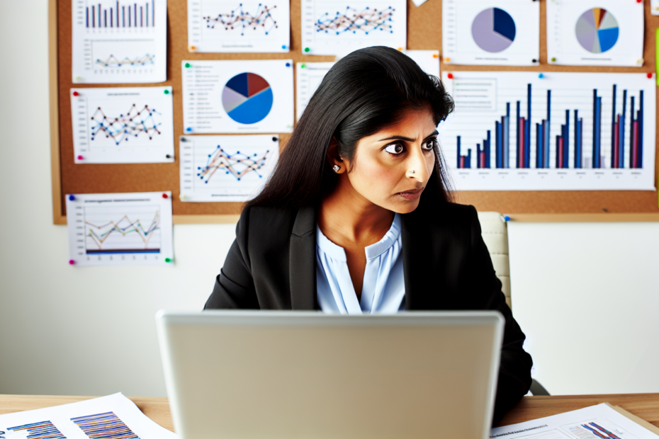 Brugertilpasset e-mailsegmentering: Øg relevansen med indsigter fra interaktionsdata En professionel sidder ved et bord fyldt med grafer og e-mails på en laptop, illustrerende avanceret e-mailsegmentering og datanalyse. Alt-tekst: Professionel analyserer e-mailsegmentering og interaktionsdata på laptop omgivet af grafer.