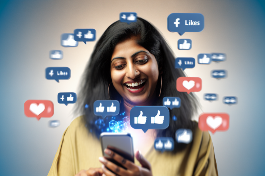 Hvordan brugergenereret indhold skaber øget engagement på tværs af sociale platforme Fotorealistisk billede af en glad person, der bruger sin smartphone til at dele sin positive oplevelse med et brand på sociale medier, omgivet af ikoner for likes og delinger, illustrerende kraften i brugergeneret indhold. Alt-tekst: Glad person der deler sin positive oplevelse med et brand på sociale medier, omgivet af likes og delinger ikoner.