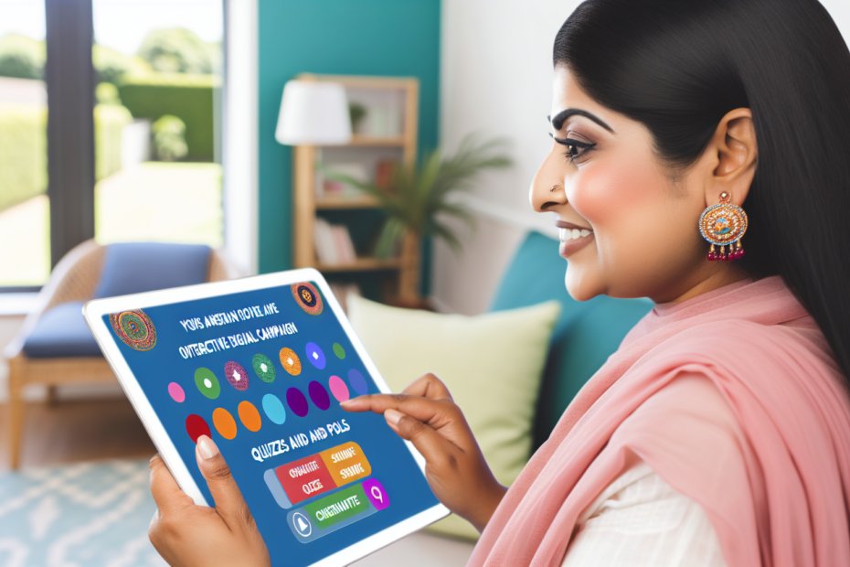 Interaktivt indhold som løftestang for bedre brugerengagement i dine digitale kampagner En person interagerer med en tablet, der viser farverige interaktive elementer som quizzer og afstemninger, i en lys og indbydende atmosfære. Alt-text: Person der bruger interaktiv digital kampagne på tablet med quizzer og afstemninger for at øge engagement.