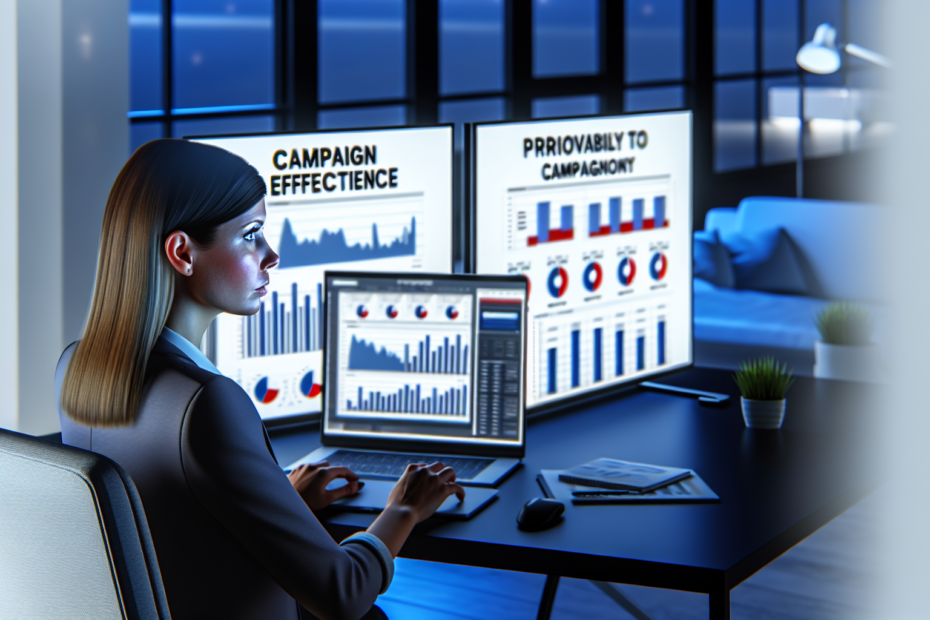 Effektiv brug af adfærdsdata: Indsigter der kan løfte målgruppens responsrate betydeligt Fotorealistisk billede af en marketinganalytiker, der kigger intensivt på skærme fyldt med diagrammer og adfærdsdata, mens han sidder i et moderne kontor miljø under aftenbelysning, hvilket illustrerer dybdegående analyse af kampagneeffektivitet. En marketinganalytiker studerer adfærdsdata på computerskærme for at optimere kampagneeffektivitet.