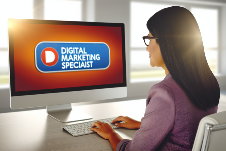 Høj relevans, lav pris: Guide til effektiv kampagneopsætning i Google Display-netværket Fotorealistisk billede af en digital marketing specialist, der analyserer data på en computer med Google Display-netværkets logo på skærmen i et lyst kontormiljø. Alt-text: Digital marketing specialist analyserer Google Display-kampagner på en computer i et lyst kontor.