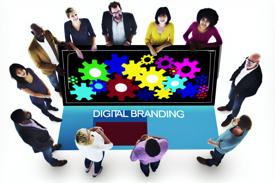 Styrk dit digitale brandcommunity med målrettede engagementsstrategier "Folk fra forskellige baggrunde samles omkring en stor digital skærm der viser et farverigt diagram, symboliserer engagement og samarbejde i et digitalt brandcommunity." Alt-tekst: Gruppe mennesker samarbejder omkring digital skærm med engagement diagram i digitalt brandcommunity setting