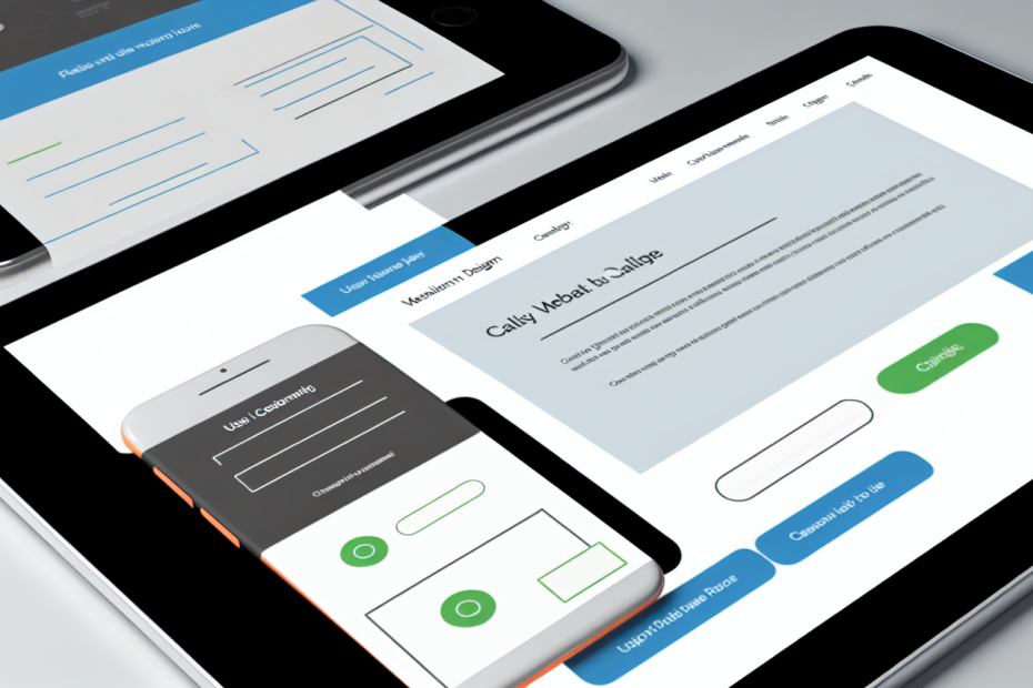 Få besøgende til at handle: Effektiv konverteringsoptimering starter med nem navigation En brugervenlig landingsside med klart navigationssystem, CTA-knapper og responsivt design, fremhævet med white space. Alt-text: En overskuelig og responsiv landingsside design med enkel navigation og fremtrædende call-to-action knapper.