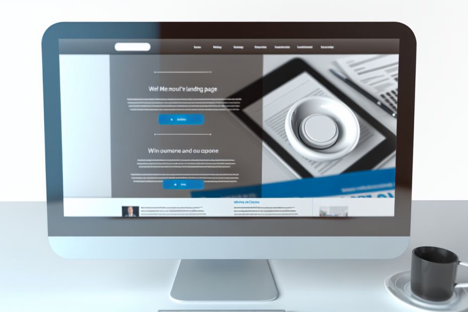 Maksimér dine konverteringer: Praktiske greb til bedre landingssider med UX i centrum Fotorealistisk billede af en professionel landingsside på en computerskærm, med fokus på brugervenligt design og klare call-to-action knapper. Alt-text: Professionel landingsside på computerskærm med fokus på brugervenligt design og tydelige call-to-action knapper.