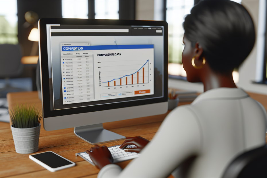 Præcise resultater i indbakken: Konverteringssporing der løfter dine e-mailkampagner Billedprompt: "Fotorealistisk billede af en marketingprofessionel, der analyserer konverteringsdata på en computer med grafer og e-mailkampagnestrategier på skærmen i et lyst kontormiljø." Alt-text: "Marketingprofessionel analyserer e-mailkonverteringsdata på computer i lyst kontor"